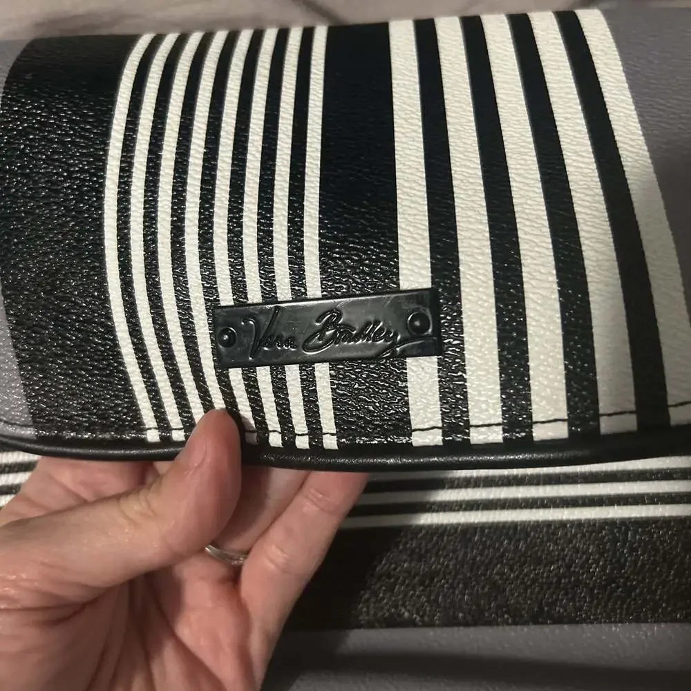 Vera Bradley Midnight Stripe Crossbody Bag Black White Gray - Picture 2 of 4